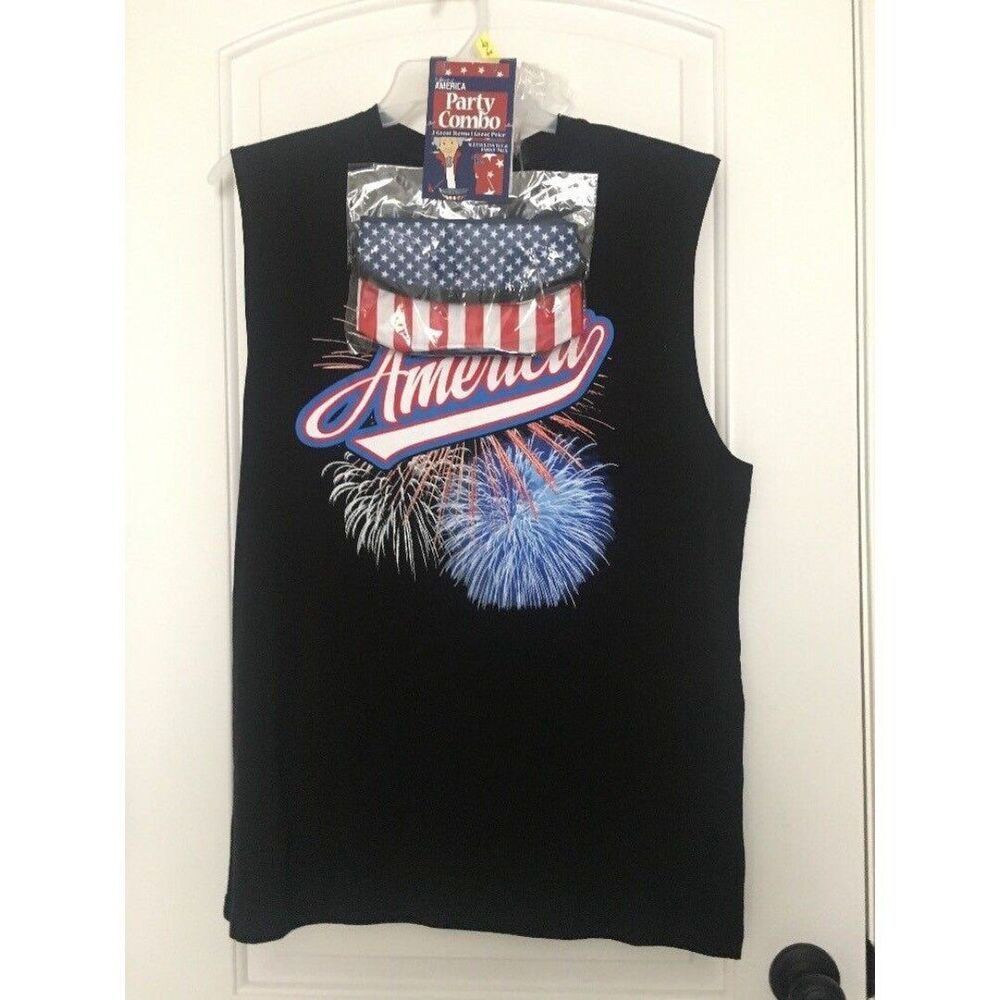 Spirit Of America Party Combo Set Outfit 2pc Patriotic Theme Men's Size L 42/44